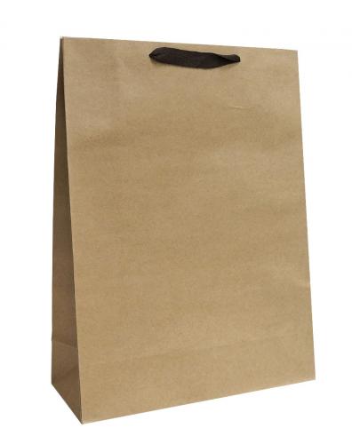 Большие вертикальные бумажные подарочные пакеты-сумки, серия "Крафт без рисунка", размер 43*53*18 см.