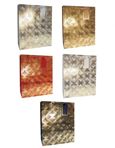 Бумажные подарочные пакеты с золотым тиснением, серия "Ар-деко", размер 26*32*12 см.