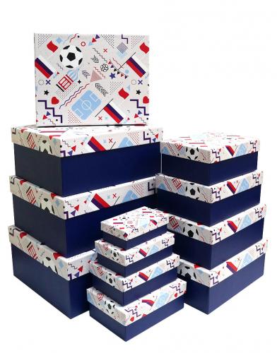 Набор из двенадцати прямоугольных подарочных коробок с рисунком "Любимая страна", отделка матовой бумагой, размер 36*30*16 см.