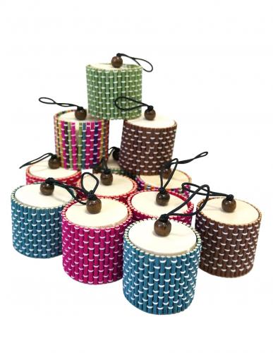 Набор из 12 круглых ювелирных подарочных разноцветных коробок из бамбука, размер d5*h4 см.