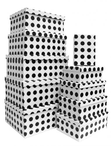 Набор подарочных коробок А-102 (Чёрно-белый горох)
