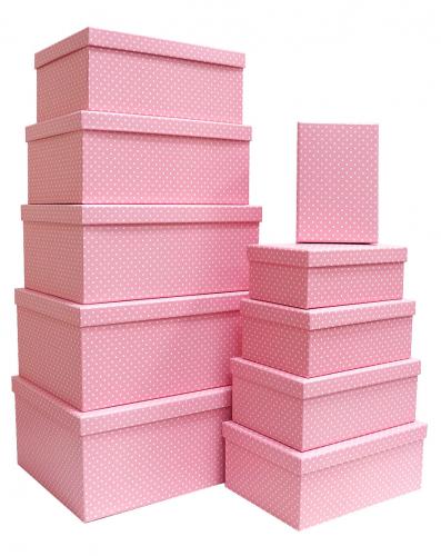 Набор подарочных коробок А-102 (Мелкий горошек розовый)
