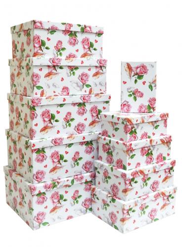 Набор подарочных коробок А-102 (Розы и пёрышки)