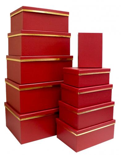 Набор подарочных коробок А-102 (Золотая полоса красно-бордовый)
