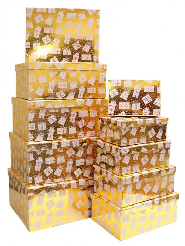 Набор новогодних подарочных коробок А-116 (Подарки золотой блеск)