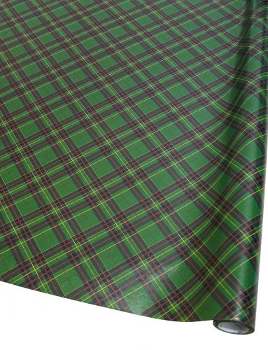 Подарочная дизайнерская бумага в листах 70см х 100см с рисунком "зелёная шотландка".