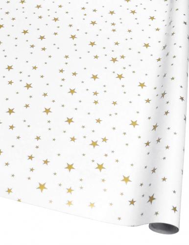 Подарочная дизайнерская бумага в листах 70см х 100см с рисунком "звёзды на белом".