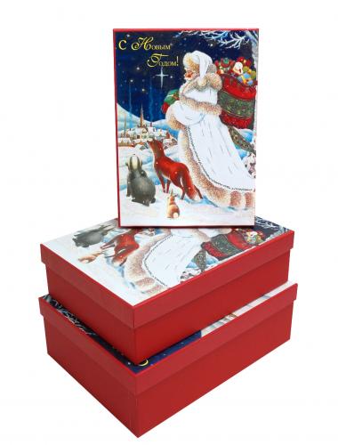 Набор новогодних подарочных коробок А-19112 (Дед Мороз с мешком подарков)