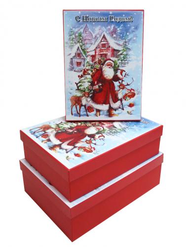 Набор новогодних подарочных коробок А-19112 (Дед Мороз и олени)