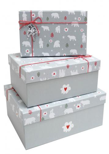 Набор новогодних подарочных коробок А-394857-10/12 (Серый)