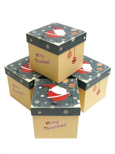 Набор подарочных коробок (один размер в упаковке) А-421018 (Дед Мороз и снежинки)