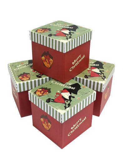 Набор подарочных коробок (один размер в упаковке) А-421018 (Санта и подарок)