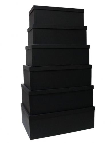 Набор ГИГАНТ из шести больших прямоугольных подарочных коробок чёрного цвета, отделка матовой фактурной бумагой, размер 58*38*20 см.