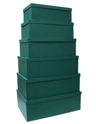 Набор ГИГАНТ из шести больших прямоугольных подарочных коробок изумрудного цвета, отделка матовой фактурной бумагой, размер 58*38*20 см.