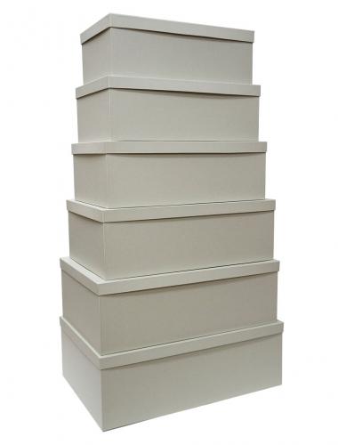 Набор из шести больших прямоугольных подарочных коробок серого цвета, отделка матовой фактурной бумагой, размер 58*38*20 см.