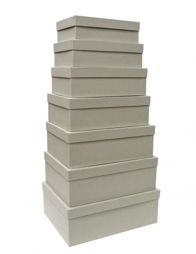 Набор из семи прямоугольных подарочных коробок серого цвета, отделка матовой фактурной бумагой, размер 36*27*13 см.