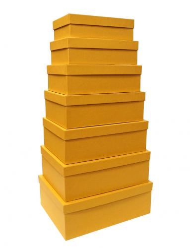 Набор из семи прямоугольных подарочных коробок желтого цвета, отделка матовой фактурной бумагой, размер 36*27*13 см.