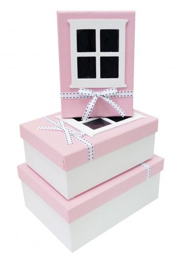 Набор подарочных коробок с окошком А-9301-85 (Розовый)