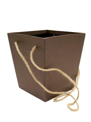 Картонный пакет-коробка с ручками для букетов 13*13см х 18см х 17*17см (Коричневый)