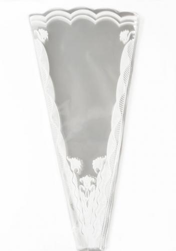 Пакет для цветов "Конус" прозрачный с белым рисунком 10см х 21см х 80см (для одной розы)