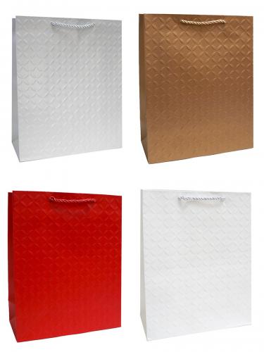 Бумажные подарочные однотонные пакеты-сумки , серия "Фактурный объём", размер 18*23*10
