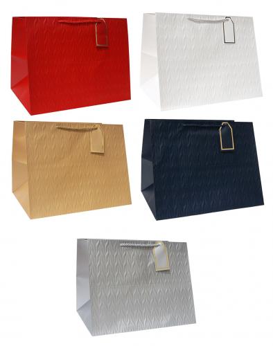Бумажные однотонные подарочные пакеты-сумки люкс, серия "Фактурный узор", размер 38*30*30 см.