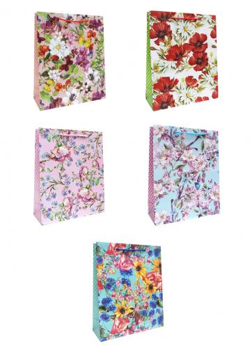 Подарочные пакеты-сумки, серия "Матовые цветы", размер 26*32*10