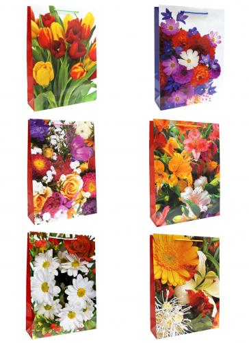 Подарочные пакеты-сумки, серия "Цветы классика", размер 32*45*11