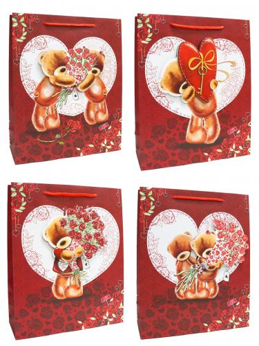 Подарочные пакеты-сумки, серия "Влюблённые мишки", размер 26*32*10