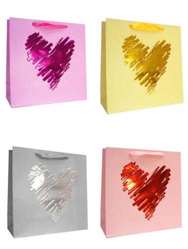 Подарочные пакеты-сумки, серия "Сердце металл", размер 25*25*10
