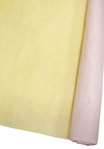 Подарочная бумага "Эколюкс" жатая двухцветная в рулоне 70см х 5м (Пыльная роза/Жёлтый)