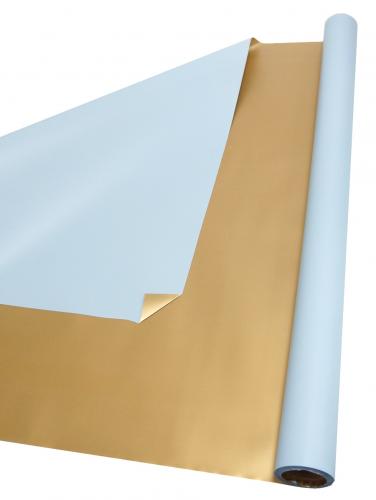 Флористическая матовая двухцветная плёнка 58см*10м (Голубой/Золото)